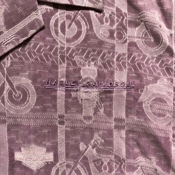 046. Harley-Davidson Ladies Purple Silk Aloha Shirt - Picture 5 of 5